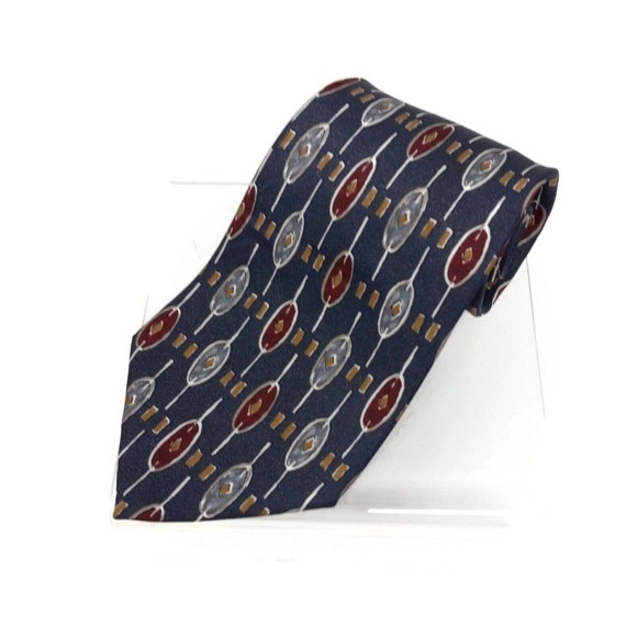 Halston Other - Halston Mens Tie Necktie Multicolor Geometric 100% Silk Tied Woven Italy Classic